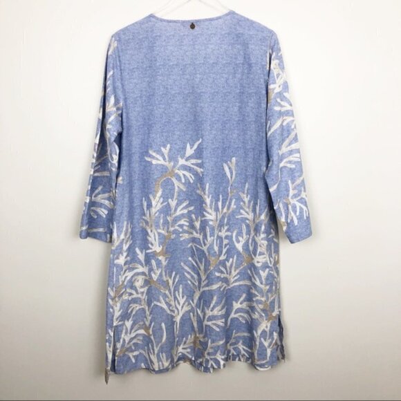 Soft Surroundings Tunic Top Shell Seeker Embroidered Coral Reef Beach Travel Cov - Picture 6 of 11